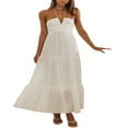 thumbnail image 4 of Robe Longue Y2k pour Femmes Bretelles Spaghetti Col en V Robe Maxi Dos Nu Vacances Anniversaire Plage Robe d'Été, 4 of 9