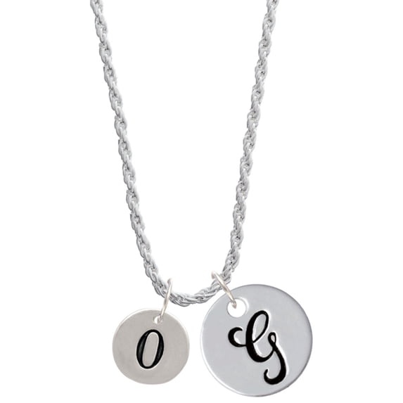 Delight Jewelry Silvertone Disc 1/2'' Number - 0 - Silvertone Script Initial Disc - G - Charm Necklace, 20"+3"