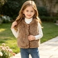 thumbnail image 6 of Girls Furry Fleece Sleeveless Waistcoat, Solid Leisure Warm Vest Coat, Lightweight Winter Layering Outerwear for Kids Daily Wear 4-5 Years, 6 of 7