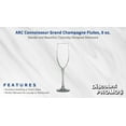 thumbnail image 2 of 10 ARC Connoisseur Grand Champagne Flutes Set, 8 oz. - Durable, Sleek, Color Bottom, Barware - Clear, 2 of 5