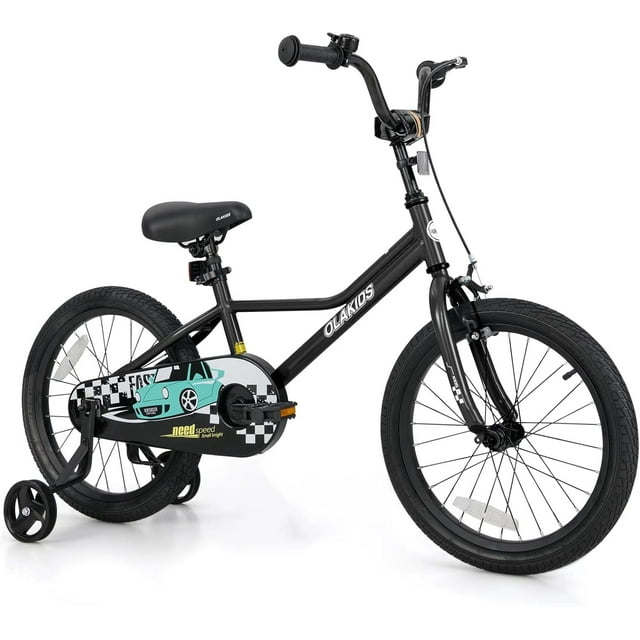 OLAKIDS Vélo Enfant, 12, 14, 16 et 18 Pouces, avec Stabilisateurs, Sonnette, Selle et Guidon Réglables, Frein à Main et Frein à Rétropédalage. Convient aux Garçons et aux Filles.