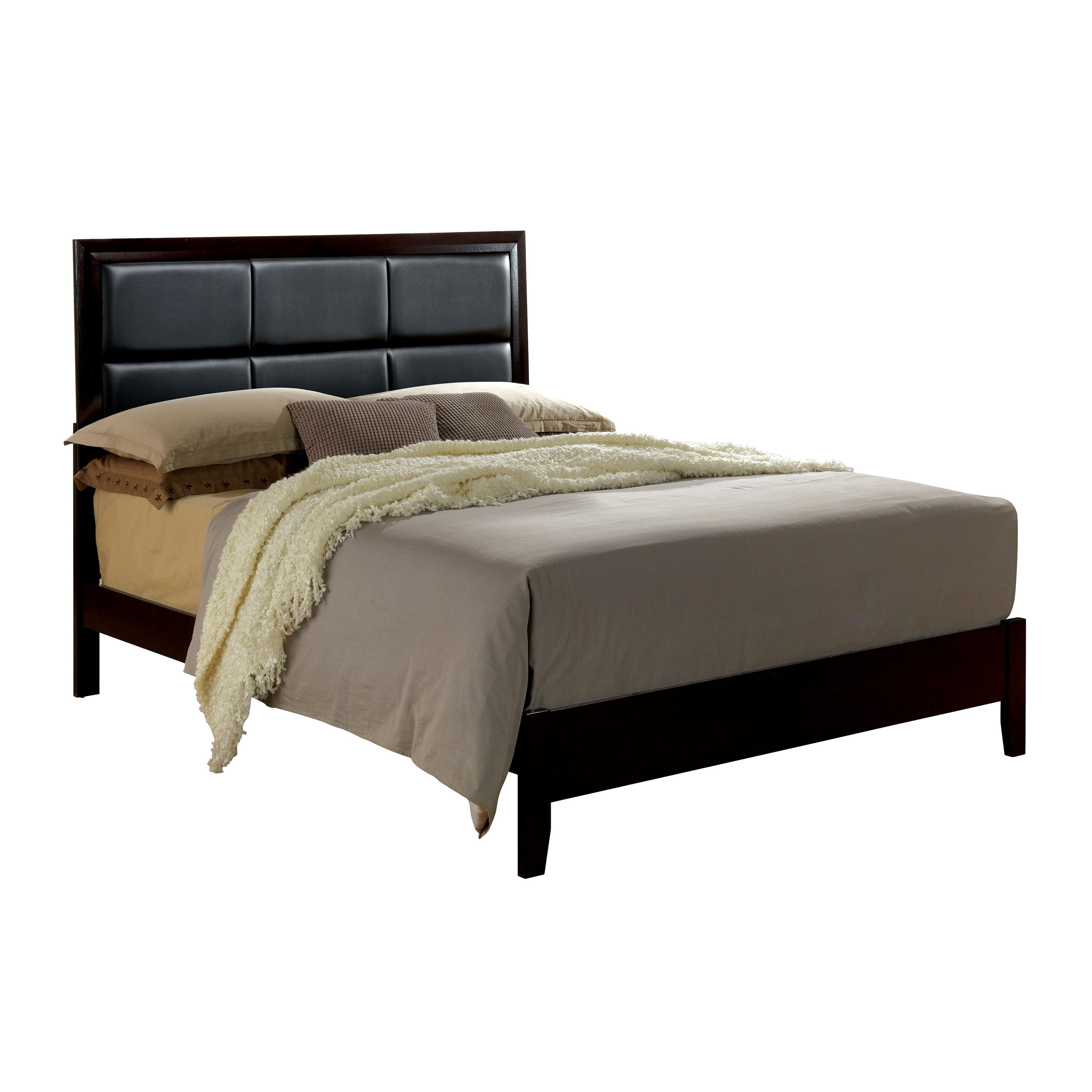 Furniture of America Barett Bedroom Set, 1 California King Bed, 1 Nightstand, 1 Chest, Espresso and Black