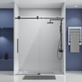 thumbnail image 3 of DELAVIN 56-60.in W x 75.in H Frameless Shower Door, Clear Tempered Glass, Stainless Steel Frame, Matte Black, 3 of 11