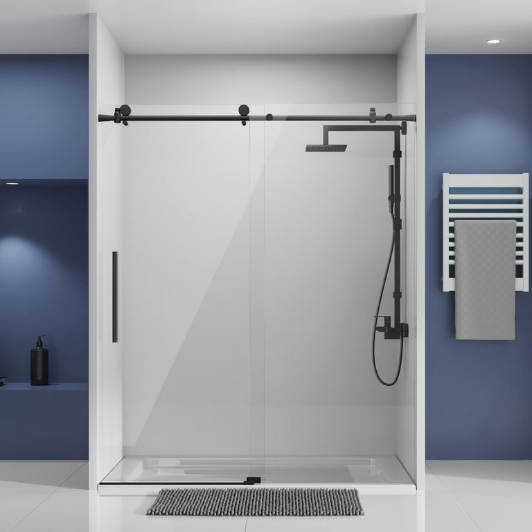 CASAINC 56-60 in. W x 75 in. H Single Sliding Semi-Frame 304 Stainless Steel Shower Door in Chrome with 5/16 in. Clear Glass