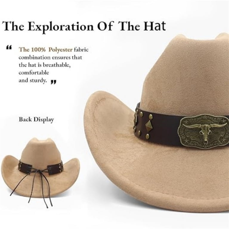 Shapeable Big Wide Brim Cowboy Hat with Embroidery, Unisex Melesh Western Cowboy Hat for Men and Women, Shapeable Big  main image 4