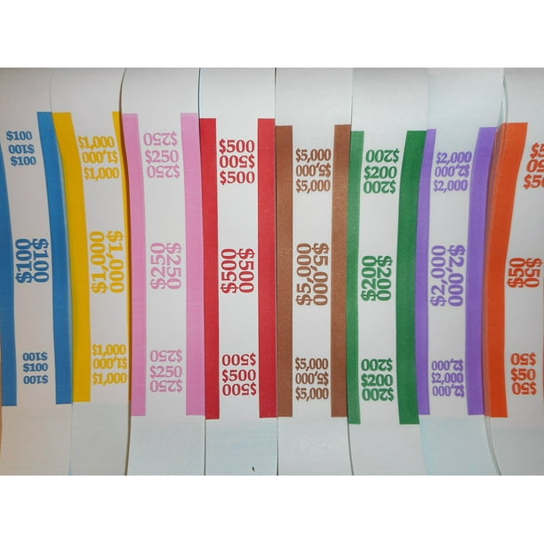 800 Assorted Currency Straps / Bands (100 of each Denomination