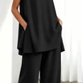 thumbnail image 5 of Naotn Pajama Sets for Women Summer 2 Piece Pjs Set Crewneck Rufle Hem Tunic Tank Top & Pant Comfy Solid Color Lounge Outfits, 5 of 6
