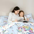 thumbnail image 4 of Feelyou Magic Unicorn Bedding Comforter Set 7-Piece, Cartoon Rainbow King Bedding Sets, Princess Bowknot Bed Sheets, Breathable Bedroom Decor, 4 of 7