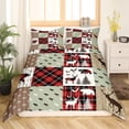 thumbnail image 2 of Deer Bedding Set Rustic Red Plaid Buffalo Patchwork Duvet Cover Full Teens Adult Men,Farmhouse Pine Trees Comforter Cover Ethnic Arrow Bed Set Hunting Bear Moose Wild Animal Room Decor, 2 of 5