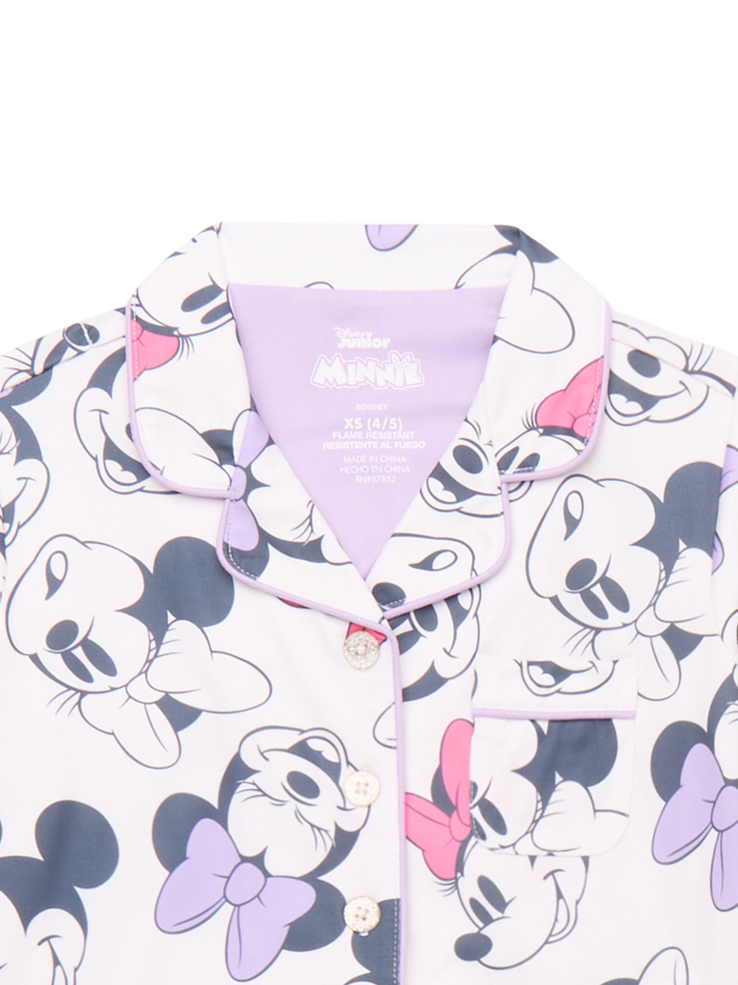 Disney Minnie Mouse Girls Short Sleeve Top with Shorts, 2-Piece Pajama Set, Sizes 4-10
