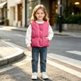 thumbnail image 5 of THDHVS Toddler Vest,Girls Solid Stand Collar Quilted Puffer Vest with Pockets Sleeveless Winter Casual Outerwear,Jackets for Girls Hot Pink 4-5 Years, 5 of 9