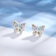 thumbnail image 2 of Pendientes De Aro De Plata De Ley S925 Para Mujer Post Multcolors Zirconia Cúbica Durmiente Pendientes Hipoalergénicos Ligeros De Moda Fiesta De Cumpleaños Judío, 2 of 5