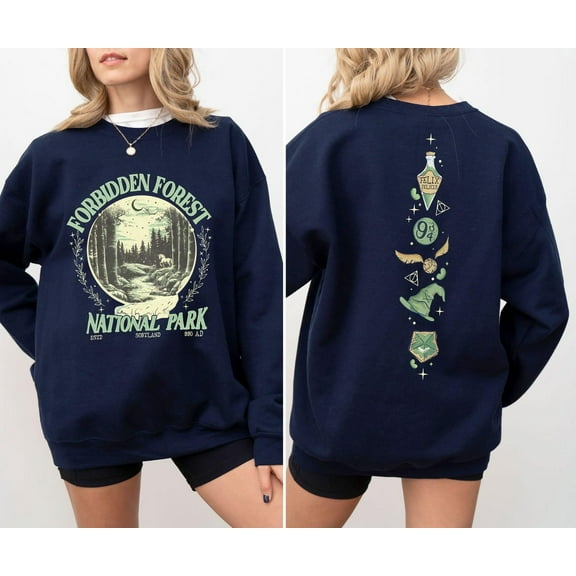 Forbidden Forest 2 Sided Sweatshirt, Bookish, National Park Wizard, Wizarding School Shirt, Harry Potter Inspired Shirt
