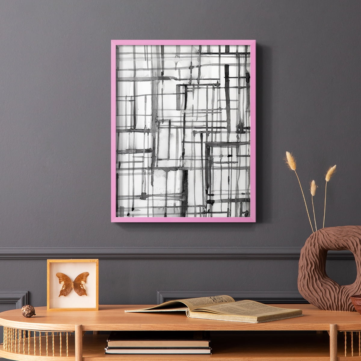 Line Meditation II in Pink Solid Wood 8 x 10 Framed Print