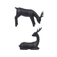 thumbnail image 1 of Juego de 2 estatuas de ciervos Adorno de mesa Recolección de escritorio Multipropósito Multipropósito Escultura de resina negra para sala de estar,, 1 of 9