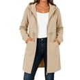 thumbnail image 2 of IUYRTFE Women's Long Zip Up Hoodie Jacket with Pockets Casual Lightweight Hooded Coat, 2 of 7