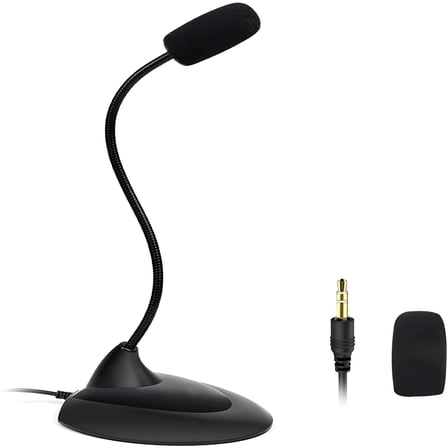 GJX Computer Microphone 3.5mm Desktop PC Microphones with 360掳 Gooseneck, Omnidirectional Mic for Plug & Play
