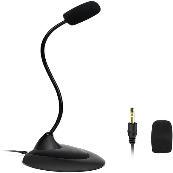 GJX Computer Microphone 3.5mm Desktop PC Microphones with 360掳 Gooseneck, Omnidirectional Mic for Plug & Play