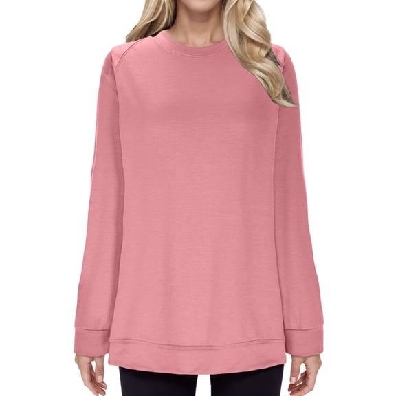 Admvng Women Sweatshirt Round Neck Solid Color Loose Fitting Long Sleeve Hoodless Sweatshirts，Size S-3XL