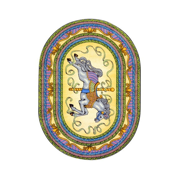 Kid Essentials - Infants & Toddlers Carousel, 5'4" x 7'8" Oval, Yellow