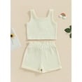 thumbnail image 5 of GXFC Kids Girls Fashion Solid Shorts Outfits Big Girls Sleeveless Button Cami Ribbed Crop Tops and Shorts Children Girls Summer Two Piece Set 8-14T, 5 of 9