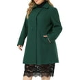 thumbnail image 5 of Agnes Orinda Women's Plus Size Winter Coats Notched Lapel Single Breasted Outerwear Elegant Long Trench Coat with Pocket 4X Dark Green, 5 of 7