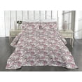 thumbnail image 2 of Ambesonne Berry Pattern Quilted Coverlet 3 Pcs, Modern Leafy Pattern, King Size, Taupe Grey Hot Pink Ivory, 2 of 4