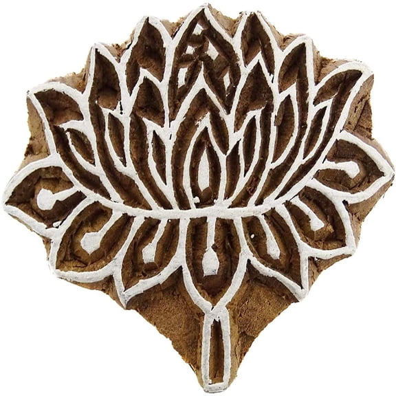 Wooden Textile Stamps Printing Block Lotus Scrapbook Stamp Decorative Blocks