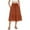 Brown, variant on Women's Boho Flowy Midi Elastic High Waist Retro Pleated A-Line Flared Below Knee Skirts with Pocket