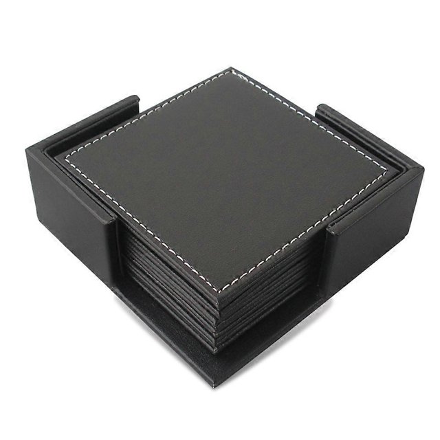 Heat Resistant Placemats Square Furniture Coasters Pu Leather 3in x 3in x 0.18in Table Protection 6Pcs