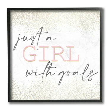 Stupell Industries Girl With Goals Phrase Glamourous Abstract Sparkle Black Framed by Kim Allen