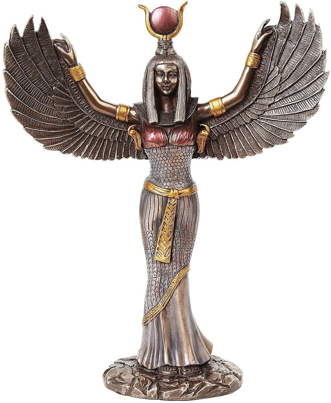 Egyptian Theme Isis Mythological Bronze Finish Figurine With Open 