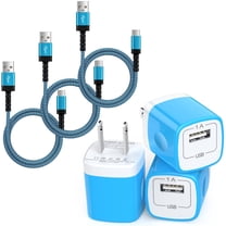 Type C Charger Block, 3 Pack Charging Block with 10FT USB C Cable, USB Wall Charger Adapter Plug Fast Charging Station Power Base with Type C Charging Cable Compatible for Samsung Android, Blue