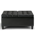 thumbnail image 3 of Simpli Home Harrison 36" Transitional Square Coffee Table Ottoman in Black Faux Leather, 3 of 5