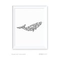 thumbnail image 1 of Breaching Whale Geometric Animal Origami Wall Art Black White Minimalist Print, 1 of 1
