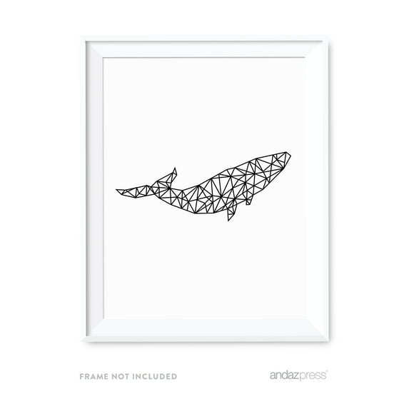 Breaching Whale Geometric Animal Origami Wall Art Black White Minimalist Print