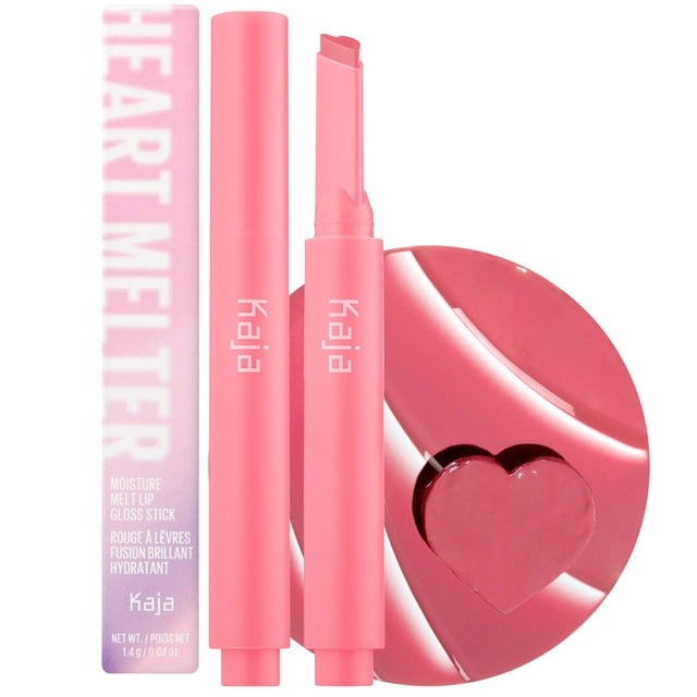 Brillo de labios Kaja - Heart Melter | Acabado brillante de alto brillo Juguetón Bubblegum Pink Hidratante 02 Sweet Talk 0.04 Oz