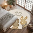 thumbnail image 3 of 3ft Round Rug, Happy Easter Non-Skid Rubber Backing Large Area Rugs - Living Room Bedroom Home Office, Polka Dot Bunny Spring Beige Burlap Indoor Floor Mat Carpets Washable Rug, 3 of 9
