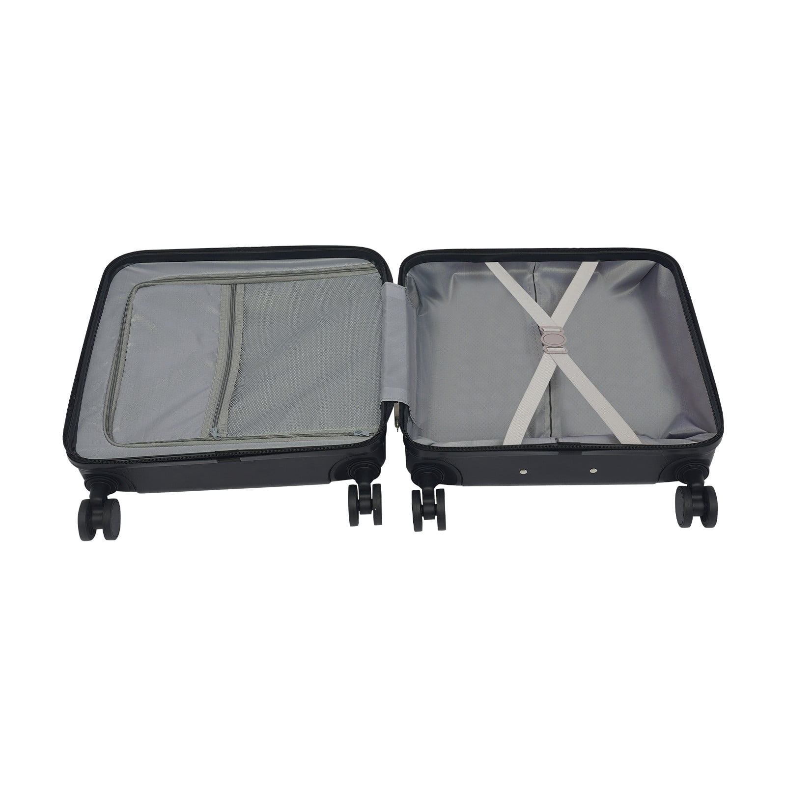 18in Carry on Luggage Hard Shell Suitcases with Laptop Compartment, Rolling Luggage with Access to Central Compartment Hardshell (Black)