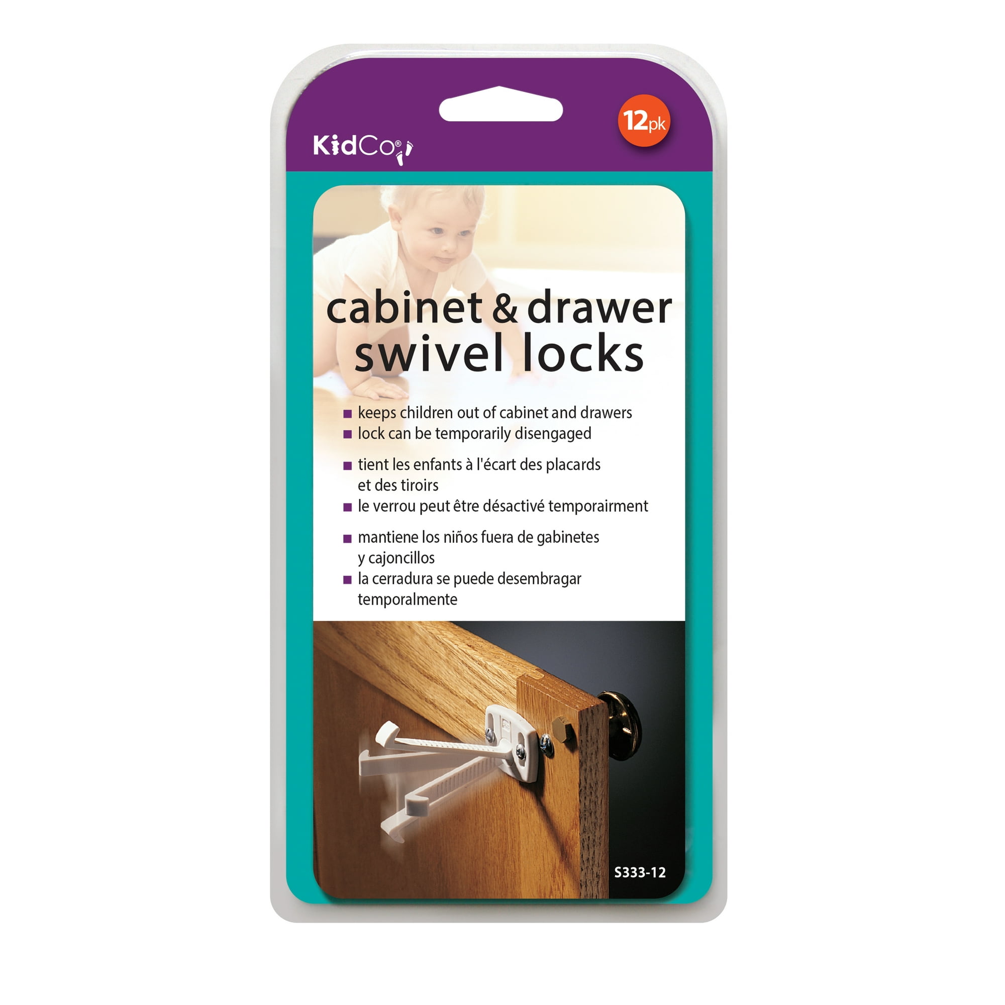 KidCo 12 Count Swivel Cabinet and Drawer Lock, Cabinet Locks Baby Proofing - Child Proof Drawer Locks - Child Safety Cabinet Latches