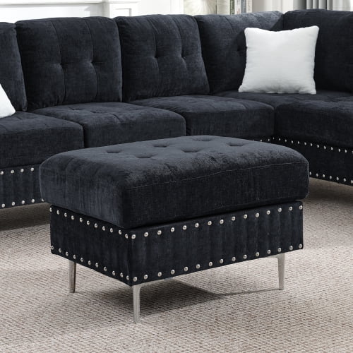 Howcool L Shaped Sectional Sofa, 4 Seater Couch with Chaise Lounge, Storage Ottoman, Cup Holders and Pillows, Modern Linen Fabric Couch for Living Room(Blue)