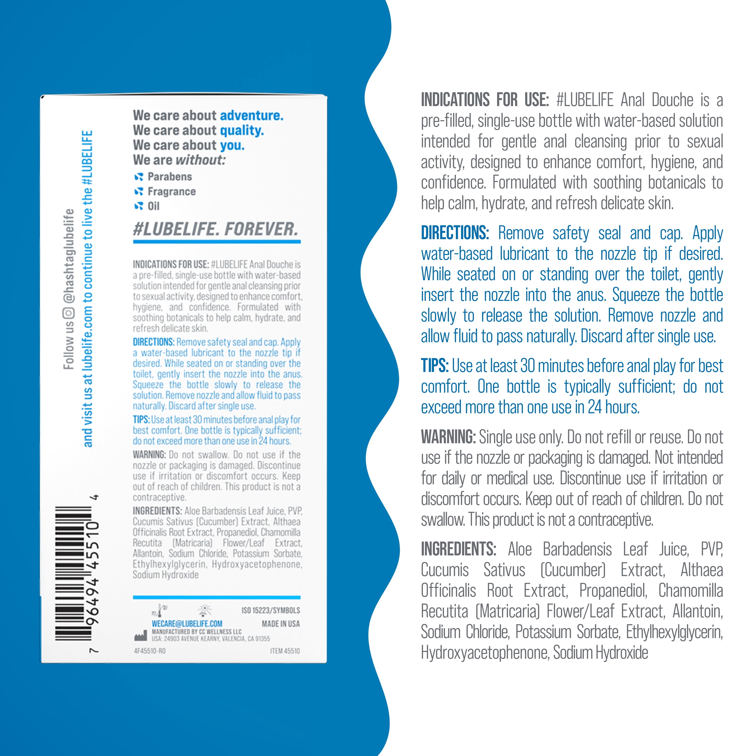 LUBELIFE Anal Douche Isotonic Solution with Aloe