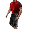 thumbnail image 2 of UVEASISHA Men Summer Shorts Set,Mens Tshirt and Shorts Set 2 Piece Outfits Casual Summer Tracksuits Set with Pocket Plus Size Sport Stylish Jogger Suit 2025 Red, 2 of 5