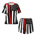 thumbnail image 5 of "Wukai Firefighters USA Flag Women's Pajama Set - Short-Sleeve Top and Shorts with Elastic Waistband and Pockets for Loungewear, Yoga, and Casual Wear-Large, 5 of 8