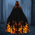 thumbnail image 1 of Capa unisex para mujer, larga, con capucha, para disfraz de cosplay, con estampado de llamas, para Halloween, 1 of 5