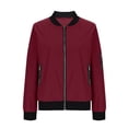 thumbnail image 5 of Bomber Jacket Women Fall Lightweight Long Sleeve Relaxed Fit Casual Zip Up Jackets Outerwear with Pockets, 5 of 6