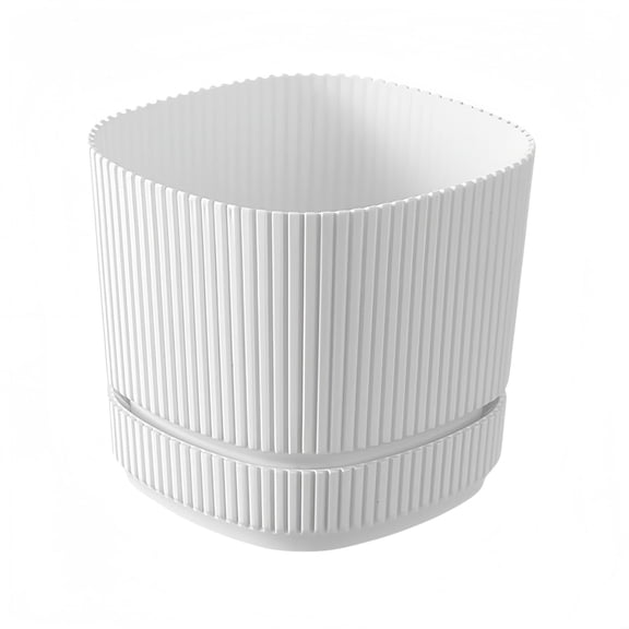 Square Embossed Planter 13" Thickened Modern Wide Mouth Flower Pot Vertical Indoor Desktop Balcony Greenery Decorative Container