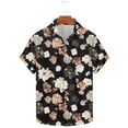 thumbnail image 4 of Handshe Men's Hawaiian Shirt Tops Vintage Short Sleeve Button Down Beach Shirt Male Tropical Floral Summer Pullover Party Holiday, 4 of 6