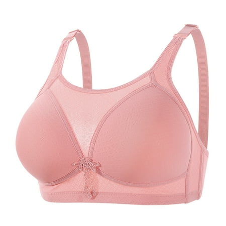 Crunowin Women s Adjustable Bra  Plus Size Soft Comfort Solid Color Breathable Full Coverage Underwear Pink XXXL