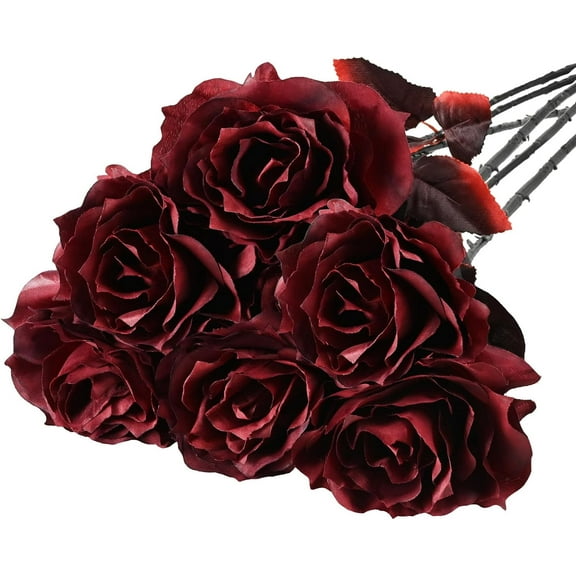 10Pcs Dahlia Artificial Flowers Black Artificial Flowers Artificial Silk Dahlia Bouquet Black Dahlias Flowers Faux Dahlia Stems for Halloween Harvest Festival Table Centerpieces Home Decor, 16" A